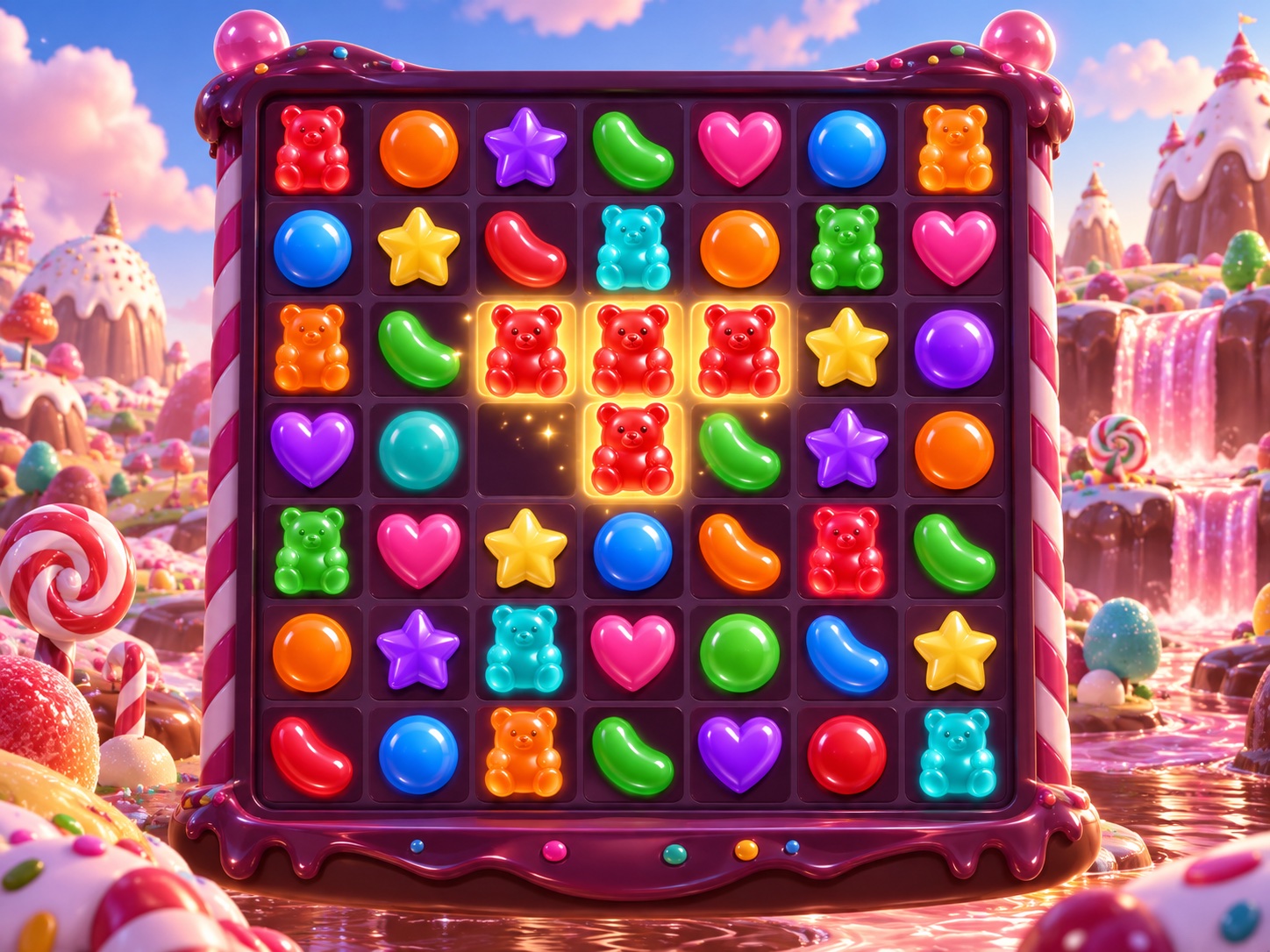 Illustrative 7 by 7 candy grid for Sugar Rush demo